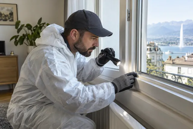 Illustration : Spécialiste inspectant un encadrement de fenêtre