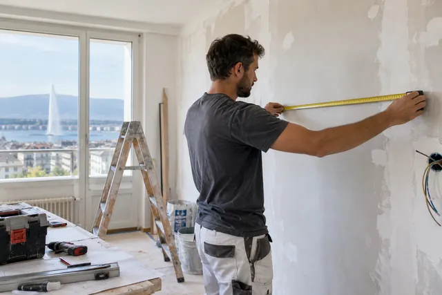 Illustration : Professionnel mesurant une paroi à rénover